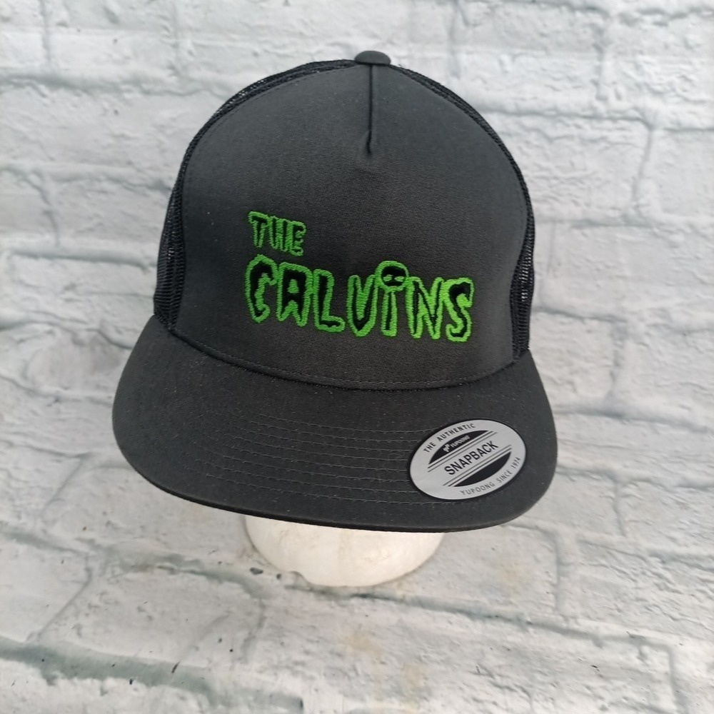 The Calvins Gray Mens Trucker Hat Black Snapback Punk Band Baseball Cap #18
